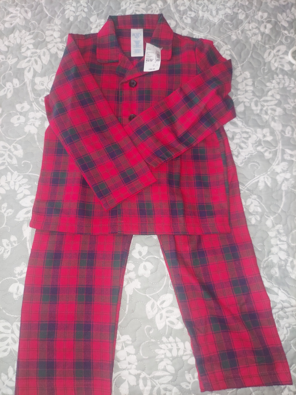 The Children's Place Red and Black Plaid Two-Piece Pajama Set